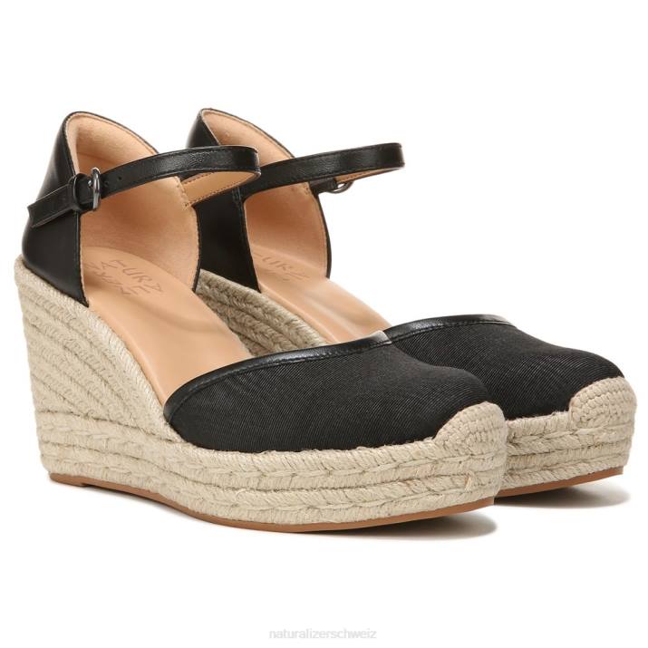 Frauen Naturalizer schwarzer Stoff Bianca Espadrille-Sandale 66FF520