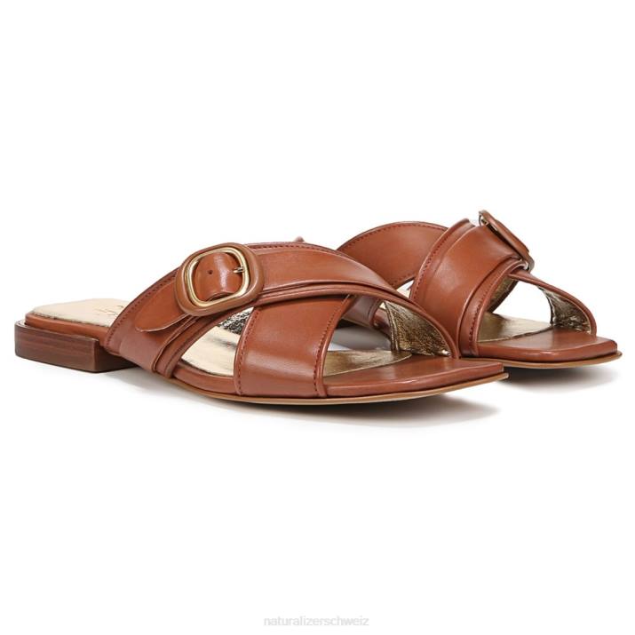 Frauen Naturalizer englisches teebraunes Leder 27 Edit Naia Slide-Sandale 66FF229