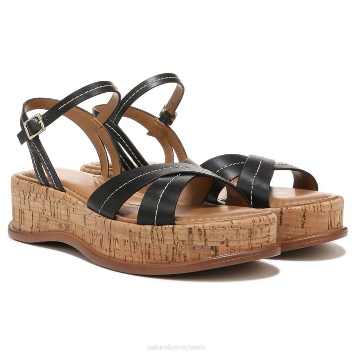 Frauen Naturalizer schwarzes Leder Rikki-Sandale 66FF613