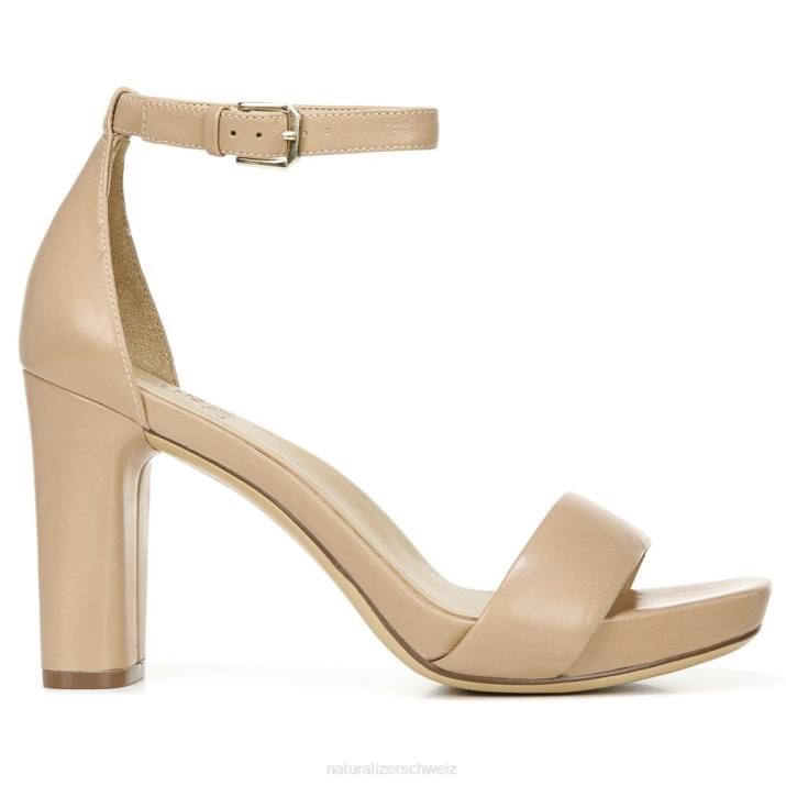 Frauen Naturalizer Creme-Brûlée-Leder Joy-Kleid-Sandale 66FF68