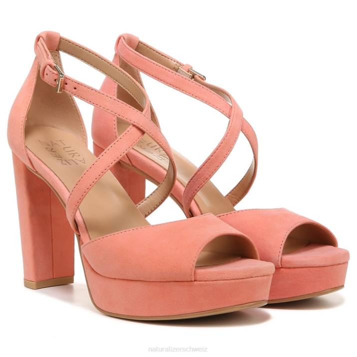 Frauen Naturalizer korallenrotes Wildleder Sandale mit Melodie 66FF100