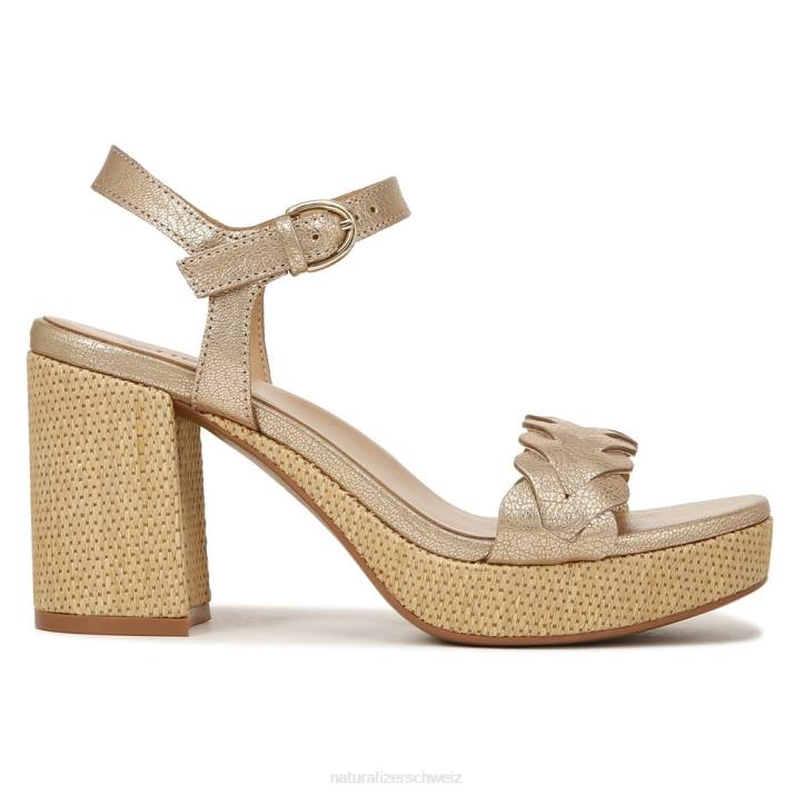 Frauen Naturalizer weiches goldfarbenes Leder Pandora-Sandale 66FF340