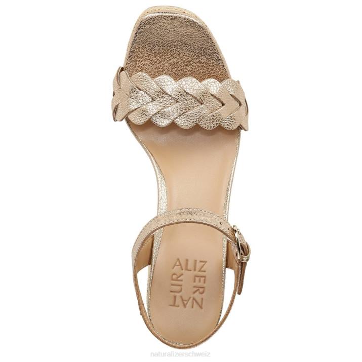 Frauen Naturalizer weiches goldfarbenes Leder Pandora-Sandale 66FF340