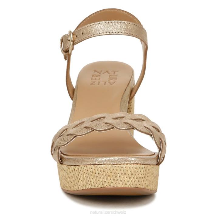 Frauen Naturalizer weiches goldfarbenes Leder Pandora-Sandale 66FF340