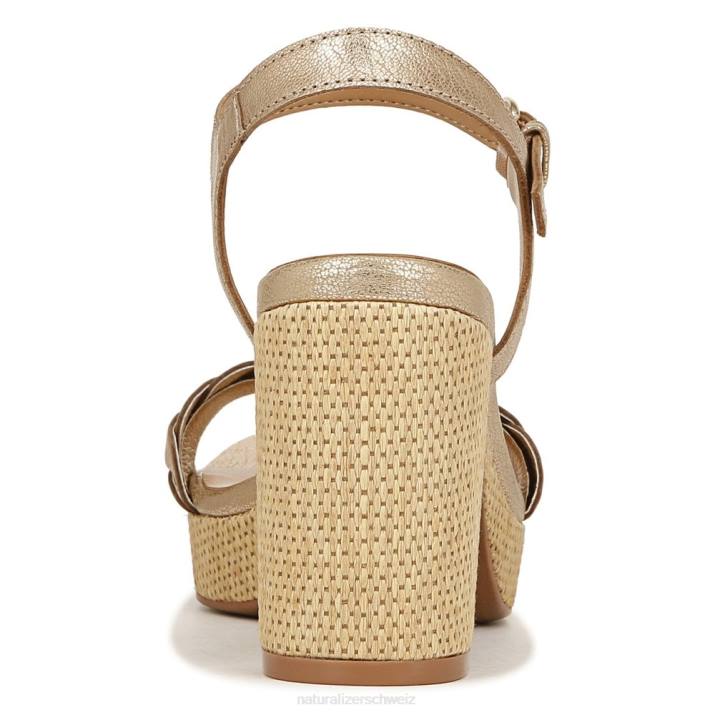 Frauen Naturalizer weiches goldfarbenes Leder Pandora-Sandale 66FF340