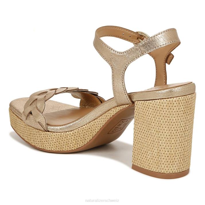 Frauen Naturalizer weiches goldfarbenes Leder Pandora-Sandale 66FF340