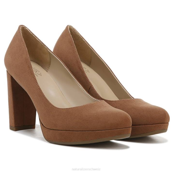 Frauen Naturalizer englischer teebrauner Stoff Berliner Pumpe 66FF413