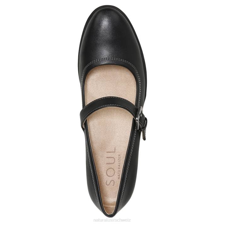 Frauen Naturalizer schwarzer glatter Synthetik Seele Ramona Mary Jane flach 66FF347