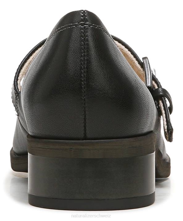 Frauen Naturalizer schwarzer glatter Synthetik Seele Ramona Mary Jane flach 66FF347