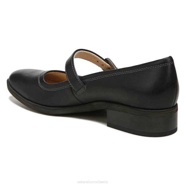 Frauen Naturalizer schwarzer glatter Synthetik Seele Ramona Mary Jane flach 66FF347