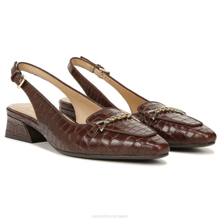 Frauen Naturalizer Bruno braunes Leder Lindsey Slingback flach 66FF58
