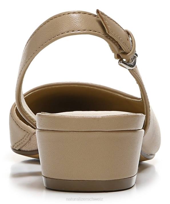 Frauen Naturalizer Creme-Brûlée-Leder Banken spitze Zehen flach 66FF81