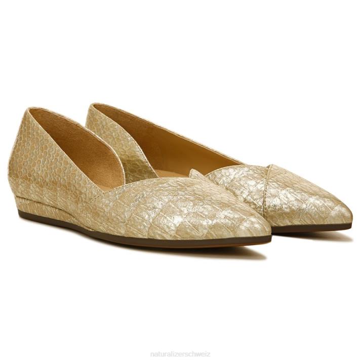 Frauen Naturalizer Eiche-Metallic-Leder Kristin Flat 66FF265