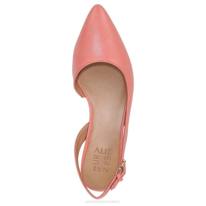 Frauen Naturalizer Korallen-Pfirsich-Leder Banken spitze Zehen flach 66FF90