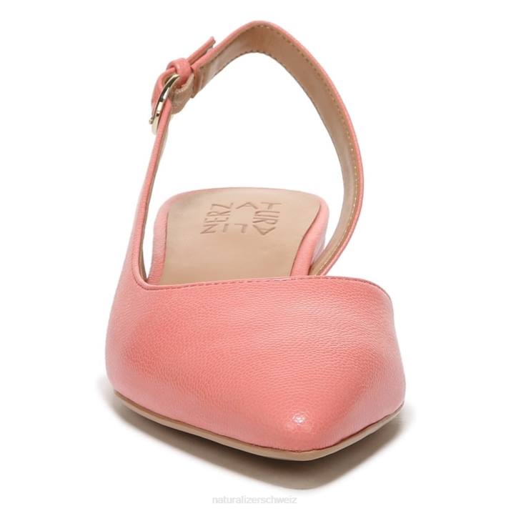 Frauen Naturalizer Korallen-Pfirsich-Leder Banken spitze Zehen flach 66FF90