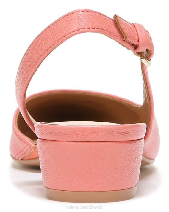 Frauen Naturalizer Korallen-Pfirsich-Leder Banken spitze Zehen flach 66FF90