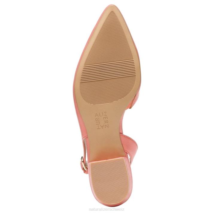 Frauen Naturalizer Korallen-Pfirsich-Leder Banken spitze Zehen flach 66FF90