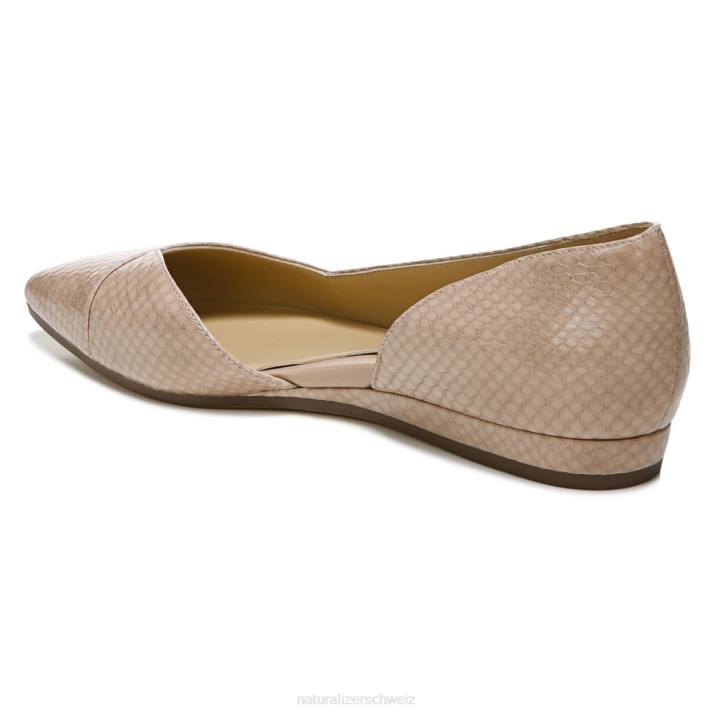 Frauen Naturalizer Vintage-Schlangenleder in Mauve Kristin Flat 66FF267