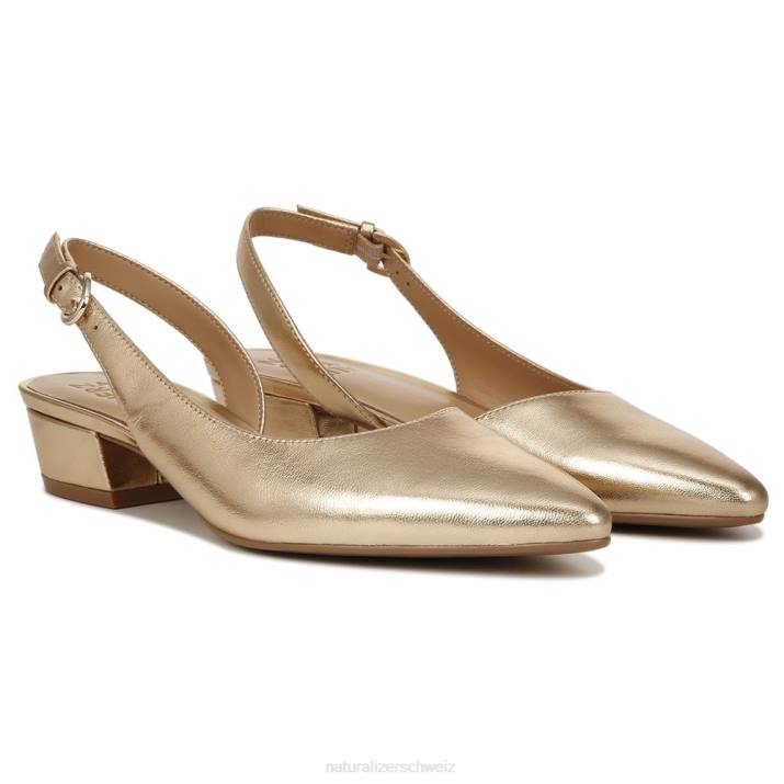 Frauen Naturalizer dunkelgoldenes Leder Banken spitze Zehen flach 66FF87