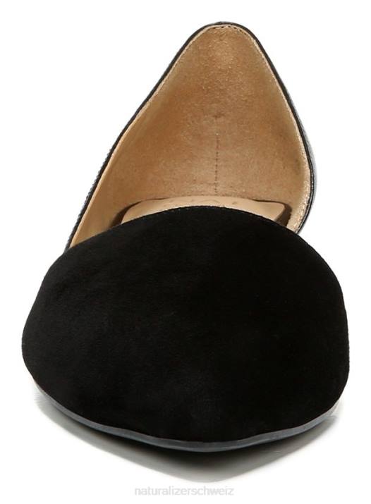 Frauen Naturalizer schwarzes Leder/Wildleder samantha d\'orsay flach 66FF242