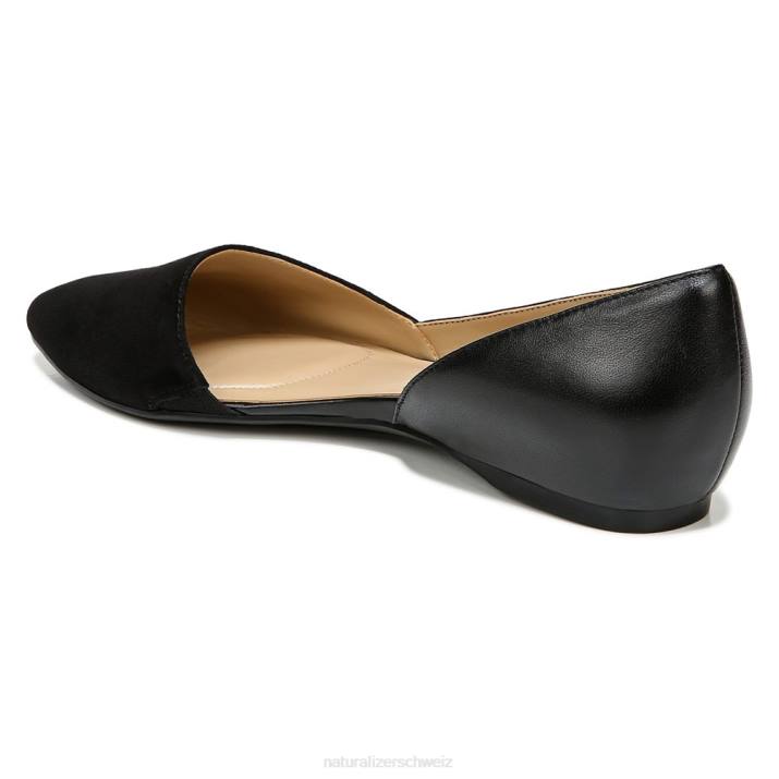 Frauen Naturalizer schwarzes Leder/Wildleder samantha d\'orsay flach 66FF242
