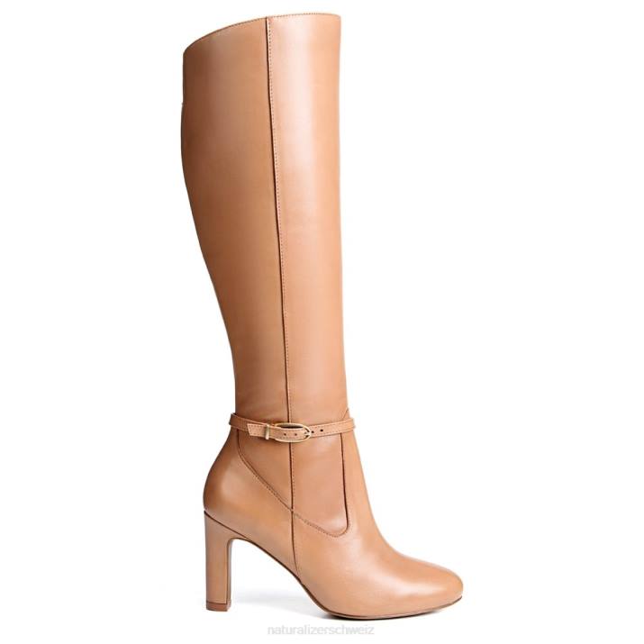 Frauen Naturalizer cafébraunes Leder Kniehoher Henny-Stiefel mit breiter Wade 66FF639