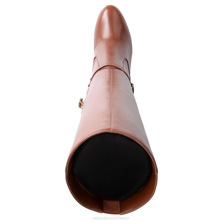 Frauen Naturalizer kakaobraunes Leder Kniehoher Henny-Stiefel mit breiter Wade 66FF640