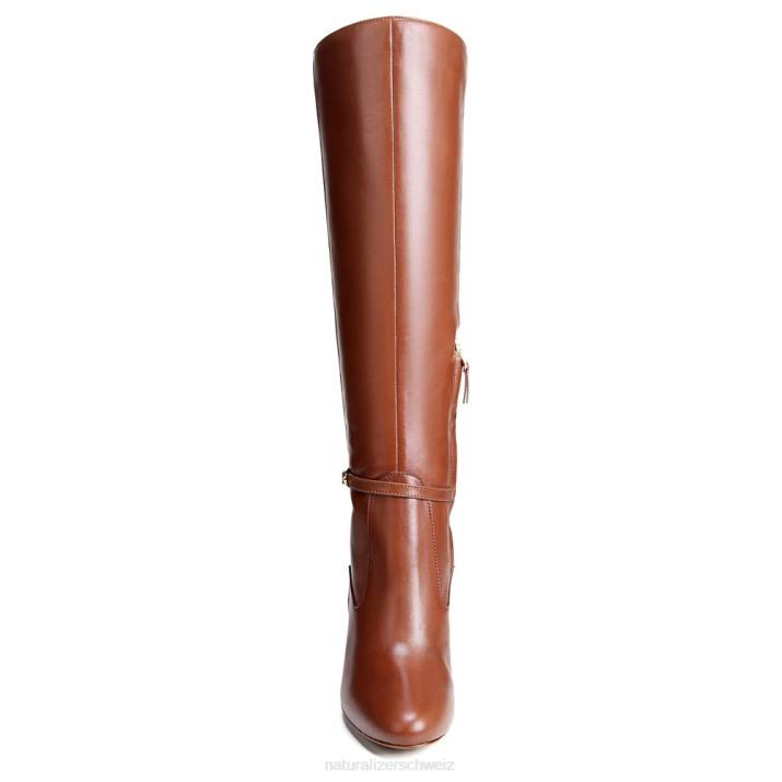 Frauen Naturalizer kakaobraunes Leder Kniehoher Henny-Stiefel mit breiter Wade 66FF640