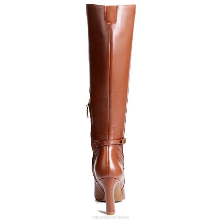 Frauen Naturalizer kakaobraunes Leder Kniehoher Henny-Stiefel mit breiter Wade 66FF640