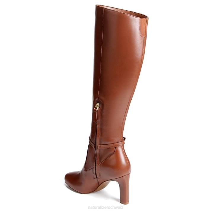 Frauen Naturalizer kakaobraunes Leder Kniehoher Henny-Stiefel mit breiter Wade 66FF640
