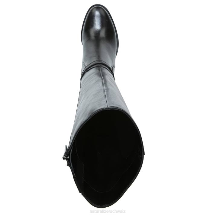 Frauen Naturalizer schwarzes Leder Kalina kniehoher Stiefel mit breiter Wade 66FF257