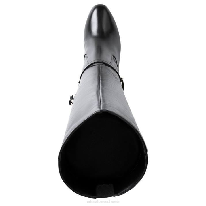 Frauen Naturalizer schwarzes Leder Kniehoher Henny-Stiefel mit breiter Wade 66FF638