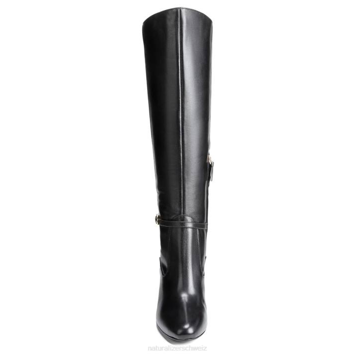 Frauen Naturalizer schwarzes Leder Kniehoher Henny-Stiefel mit breiter Wade 66FF638