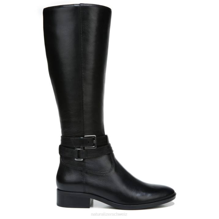 Frauen Naturalizer schwarzes Leder Reid kniehoher Stiefel mit breiter Wade 66FF596