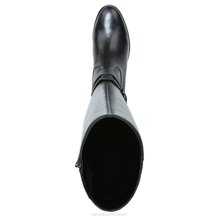 Frauen Naturalizer schwarzes Leder Reid kniehoher Stiefel mit breiter Wade 66FF596