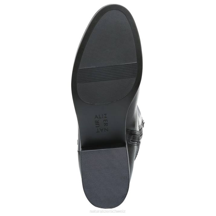 Frauen Naturalizer schwarzes Leder Reid kniehoher Stiefel mit breiter Wade 66FF596