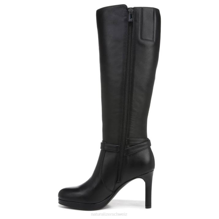 Frauen Naturalizer schwarzes Leder Taelynn kniehoher Stiefel mit breiter Wade 66FF642