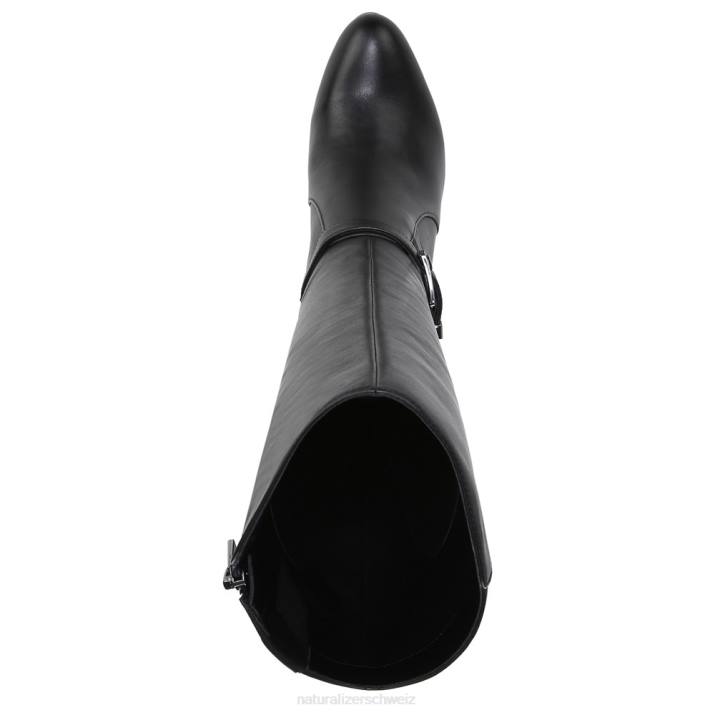 Frauen Naturalizer schwarzes Leder Taelynn kniehoher Stiefel mit breiter Wade 66FF642