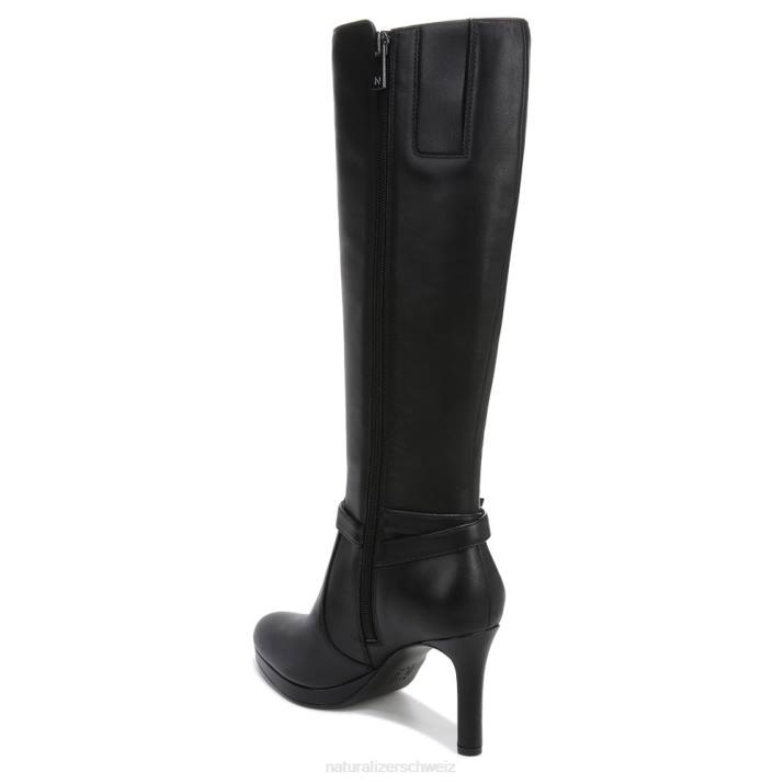 Frauen Naturalizer schwarzes Leder Taelynn kniehoher Stiefel mit breiter Wade 66FF642