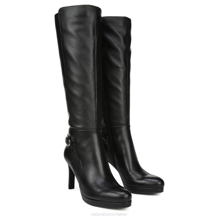 Frauen Naturalizer schwarzes Leder Tai kniehoher Anzugstiefel 66FF675