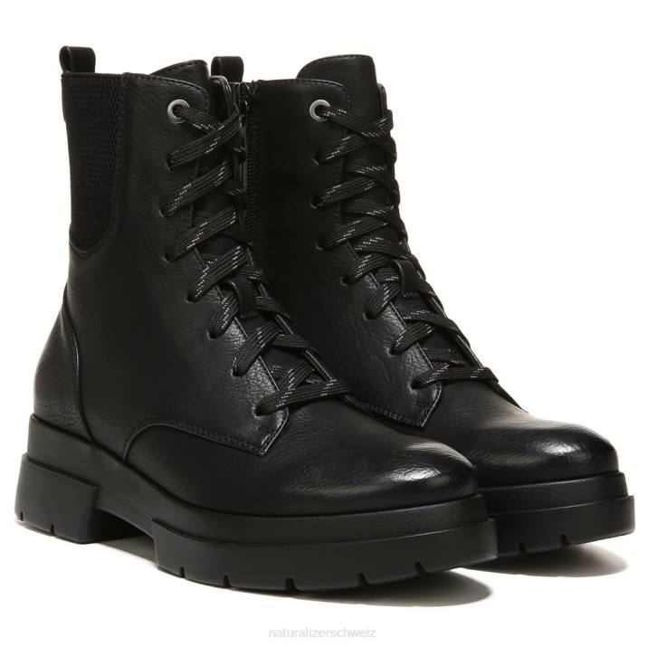 Frauen Naturalizer schwarzer glatter Synthetik Soul Ozzy Kampfstiefel 66FF693