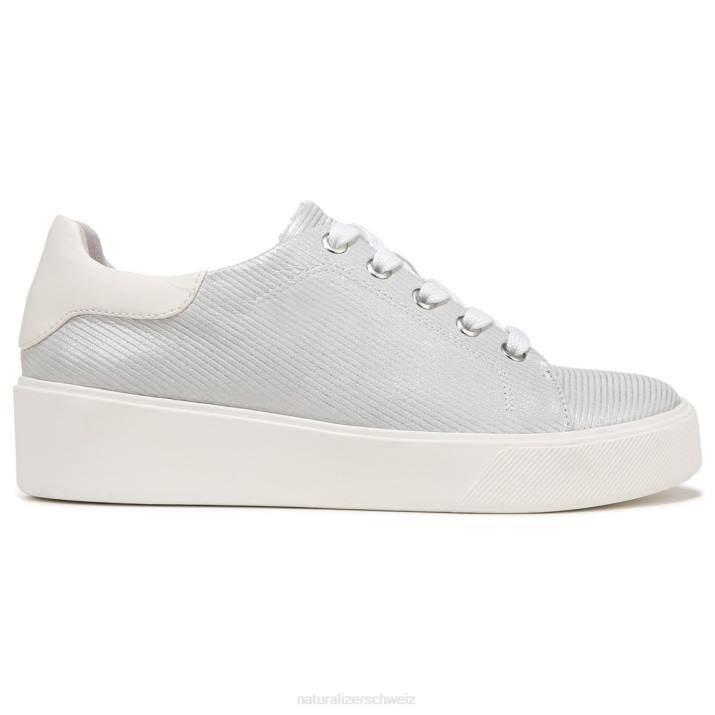 Frauen Naturalizer silbernes Leder Morrison 2.0 Schnürsneaker 66FF93