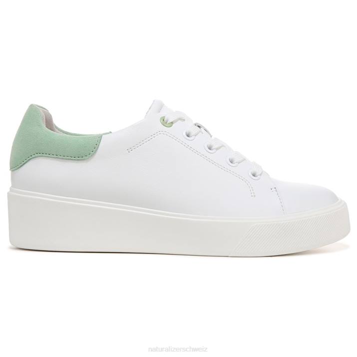 Frauen Naturalizer weißes/mintgrünes Leder Morrison 2.0 Schnürsneaker 66FF92