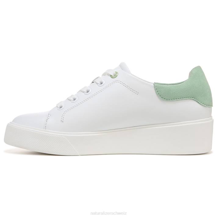 Frauen Naturalizer weißes/mintgrünes Leder Morrison 2.0 Schnürsneaker 66FF92