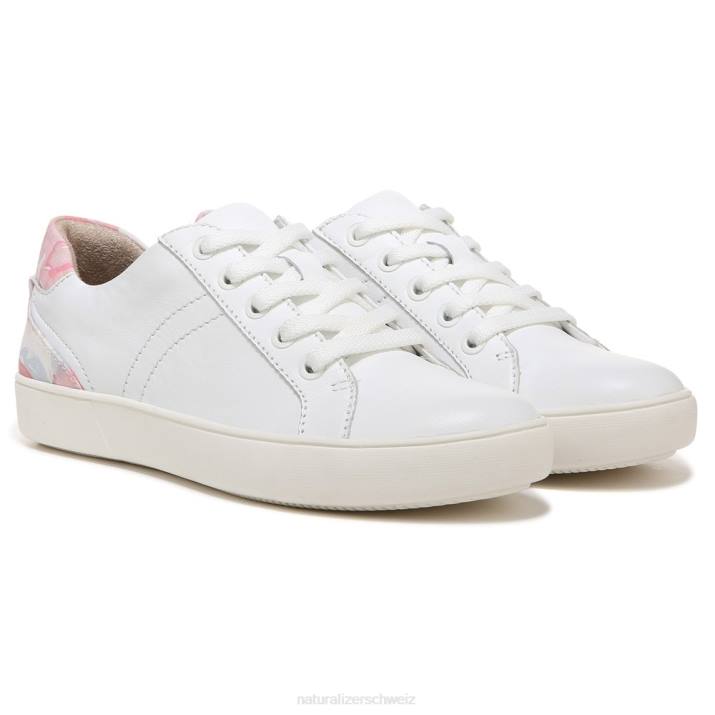 Frauen Naturalizer weiß/rosa geblümtes Leder Morrison-Sneaker 66FF235