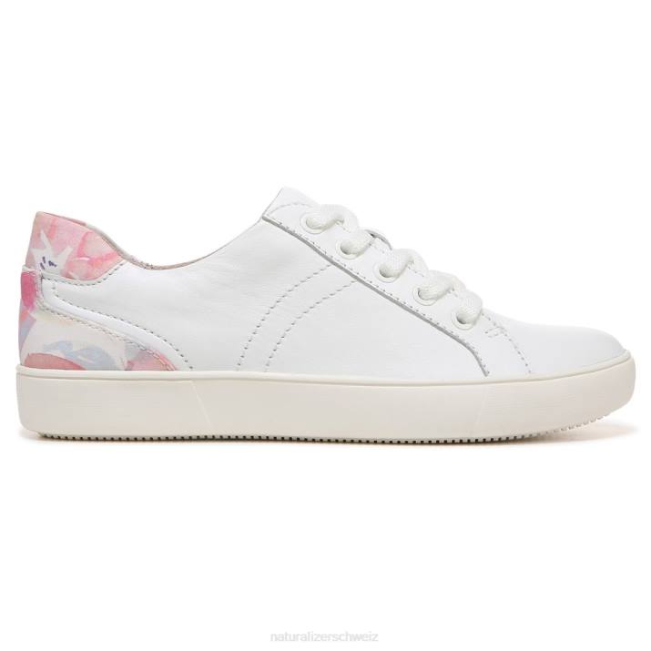 Frauen Naturalizer weiß/rosa geblümtes Leder Morrison-Sneaker 66FF235