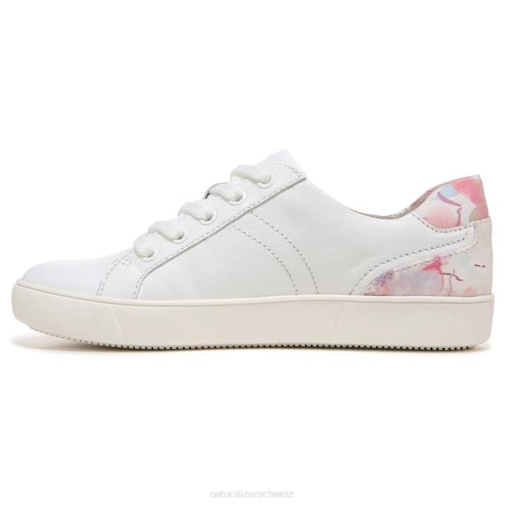 Frauen Naturalizer weiß/rosa geblümtes Leder Morrison-Sneaker 66FF235