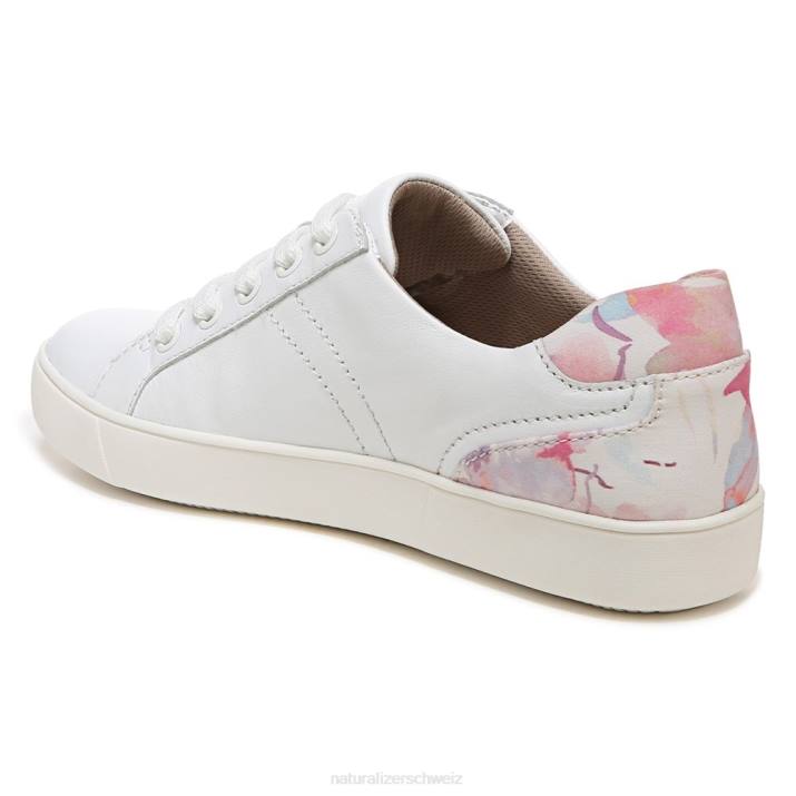 Frauen Naturalizer weiß/rosa geblümtes Leder Morrison-Sneaker 66FF235